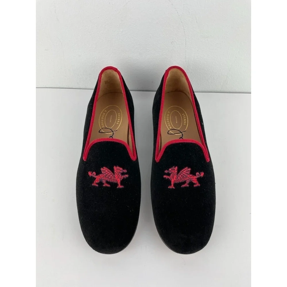 Stubbs & Wootton Junior George Black Jr Velvet Slipper Kids Size EU 34 NIB